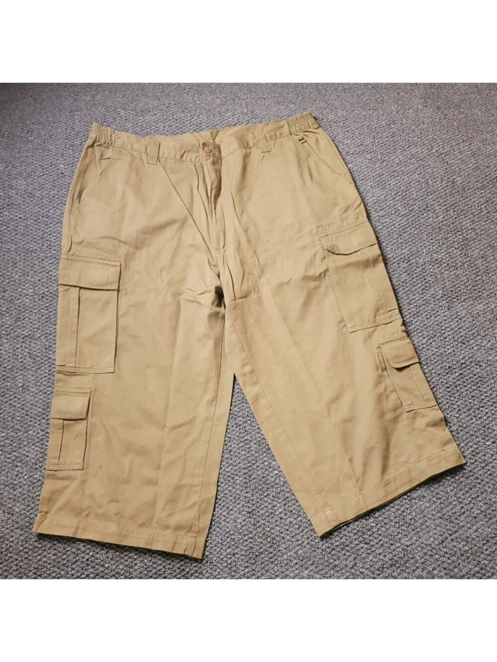 KingSize Cargo Shorts Mens 42 Big Tall Khaki Elastic LL Chino y2K Beige